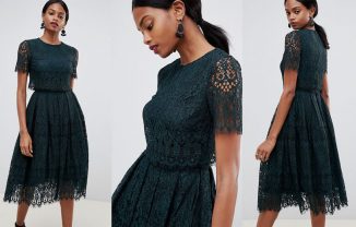 Elegan Black Prom Dress In Beautiful Lace with Short Sleeve
