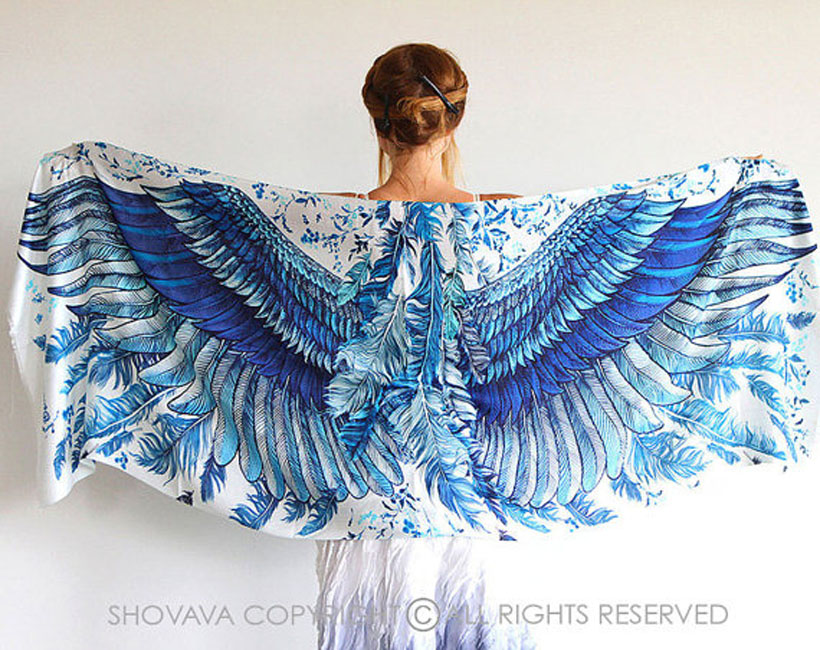 Beautiful Bohemian Blue Wing Shawl by Shovava