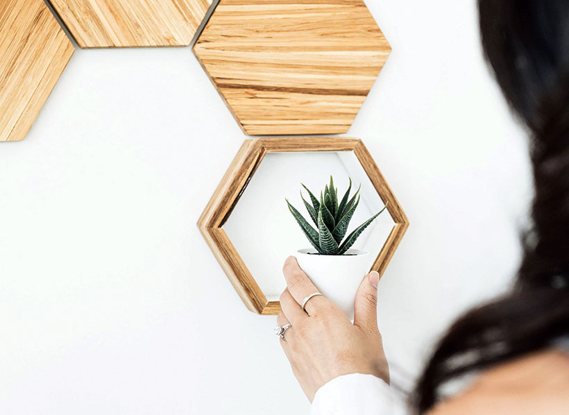 Geometric Wall Décor Set Made of Recycled Chopsticks