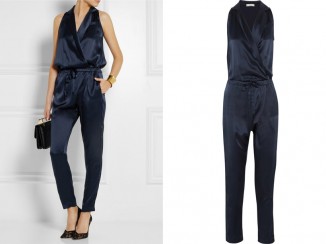 CLU Silk-satin Tuxedo Jumpsuit With Midnight Blue Color