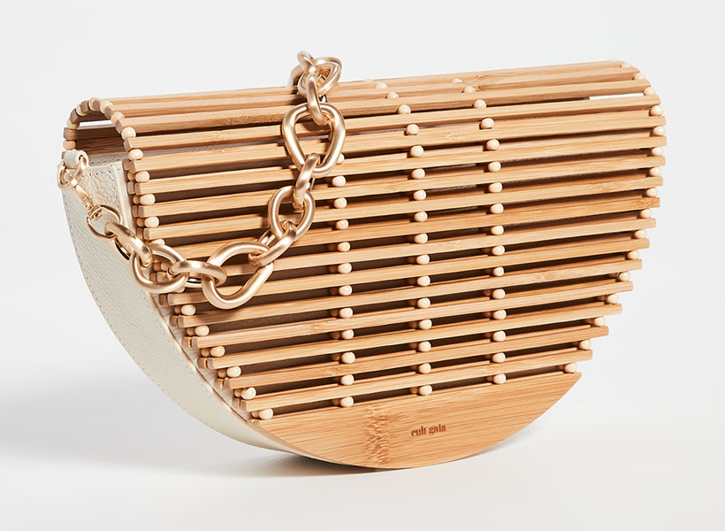 Cult Gaia Celine Shoulder Bag with Bamboo Slates and Beaded Connectors