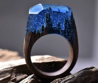 Delicate Dark Arctic Forest Ring Offers Mysterious and Unique Accessory for Your Finger