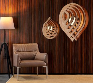 Drop Shaped Chandelier Lamp with Delicate Leaf Pattern