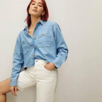 Casual Everlane Denim Cropped Shirt to Match Your High-Rise Pants