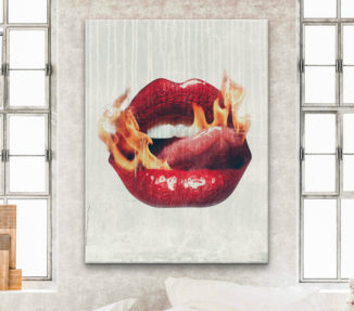Fire Lips Canvas Art Creates Vibrant, Chic, and Daring Impression