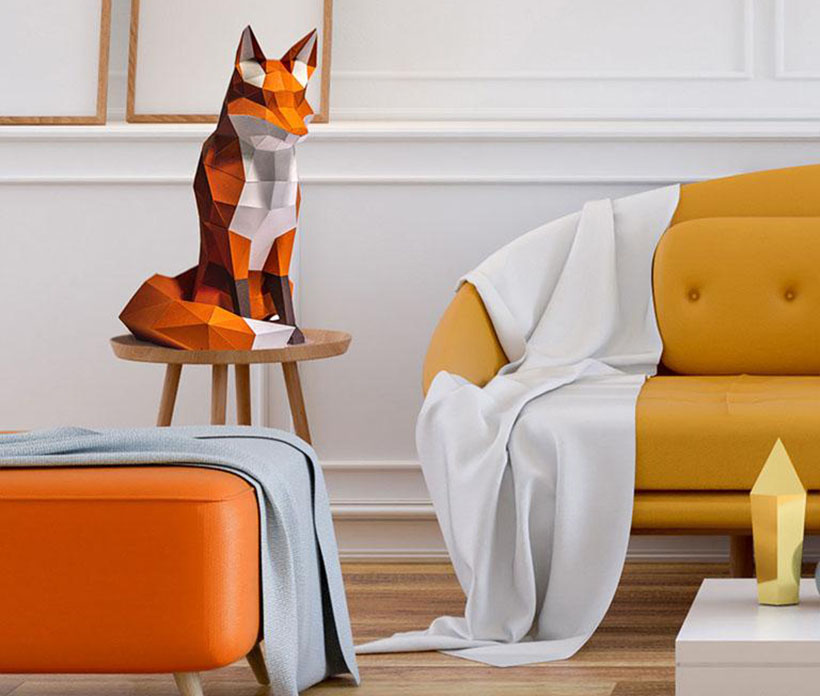 Here's a Cool 3D Paper Fox to Welcome Your Guests in The Hallway