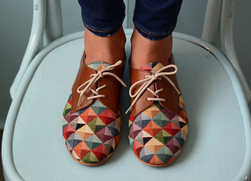 Handmade Oxford Multicolored Leather Shoes