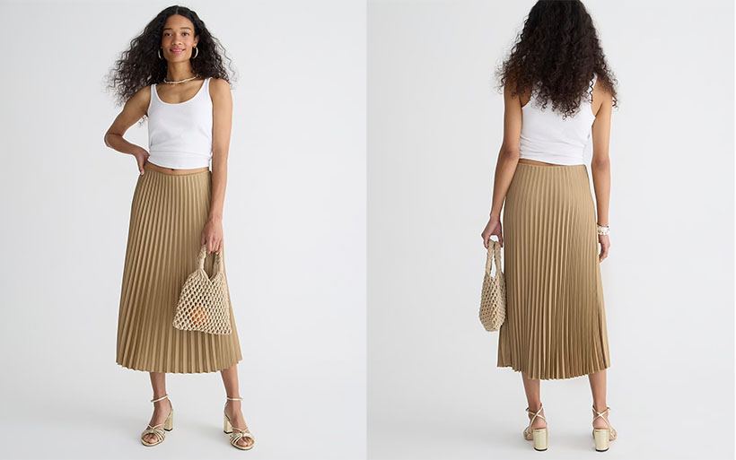 J.Crew Pleated Pull-On Midi Skirt Brings Back Classic Fashion Style