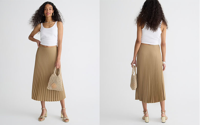 J.Crew Pleated Pull-On Midi Skirt