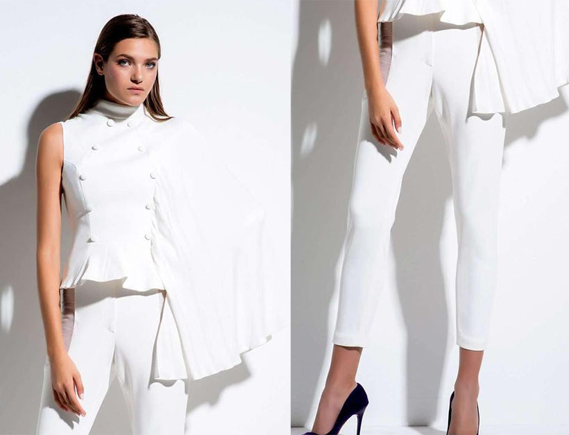 John Paul Ataker All White Asymmetric Viscose Top And Pants