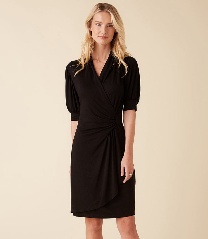 Karen Kane Collection - Short Sleeve Wrap Black Dress