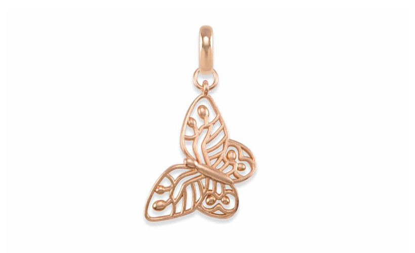 Breast Cancer Butterfly Charm in Rose Gold