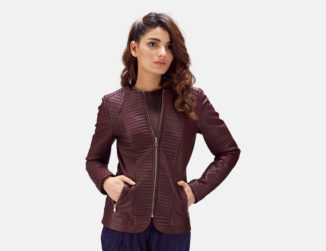Masculine Chic Nexi Quilted Maroon Leather Jacket
