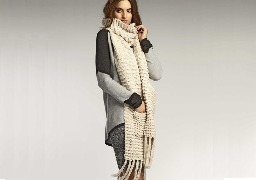 Peruvian Organic Cotton Knit Scarf with Pockets