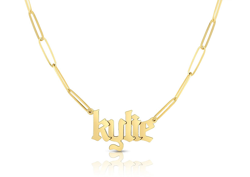 Ring Concierge Personalized Gothic Name with Link Chain Necklace