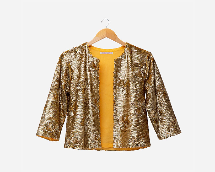 Frances Valentine Sequin Flower Jacket Gold