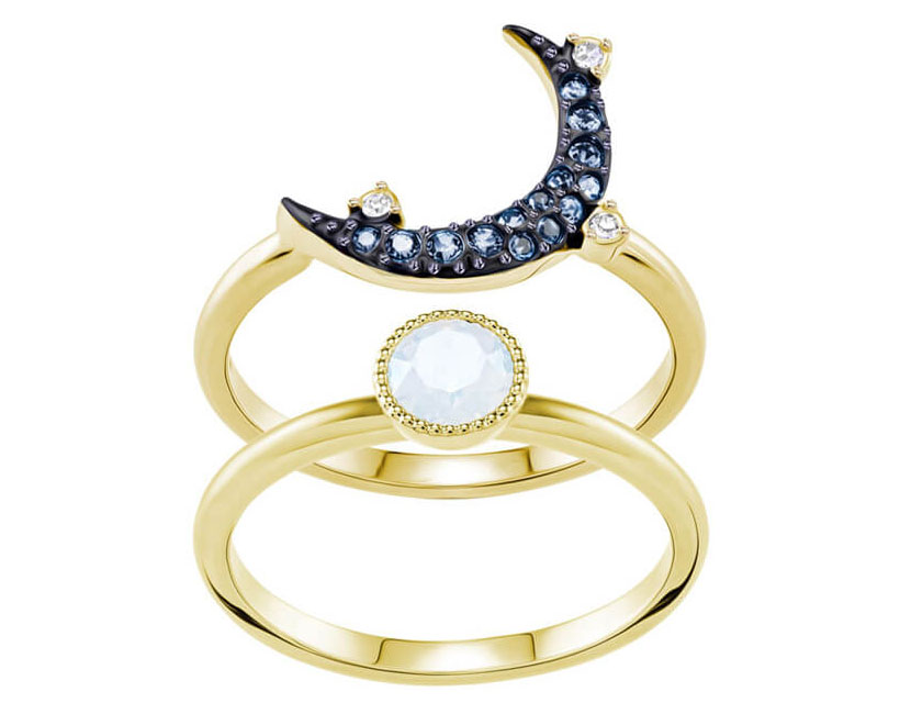 Swarovksi Duo Moon Ring, Teal, Mixed Plating