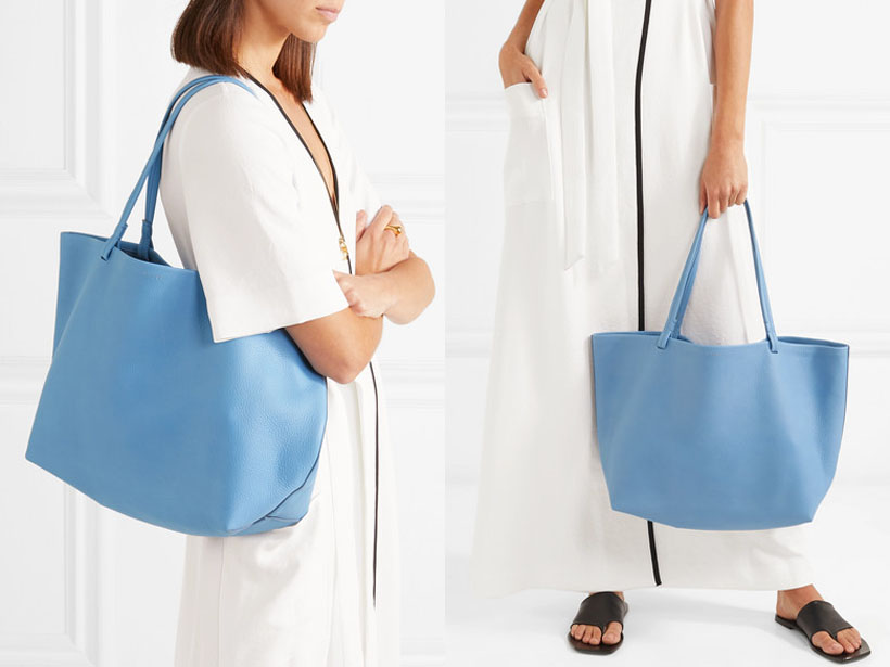 THE ROW: Park Textured-Leather Sky Blue Tote Bag