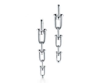 Tiffany HardWear Graduated Link Earrings Feature Linear and Industrial Style Design