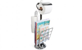 Toilet Paper Caddy Tissue Dispenser and Stand with Magazine Rack Keeps Your Bathroom Organized