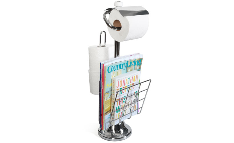 Toilet Paper Caddy Tissue Dispenser and Stand with Magazine Rack